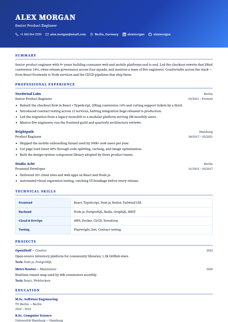 Atlantic Blue resume template