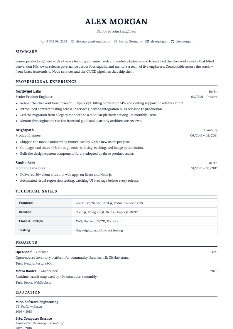 Editorial Rule resume template — editorial, best for Writers, Research, Academia