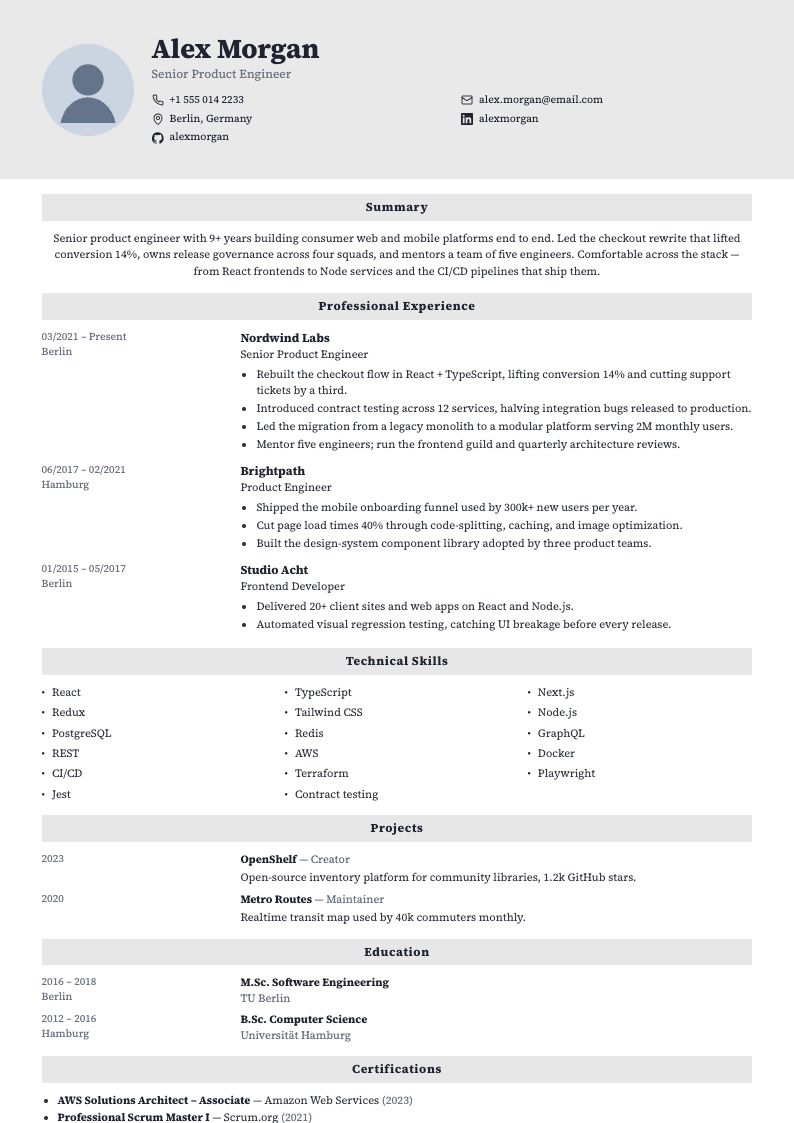 Marble resume template — photo, best for Executive, Operations
