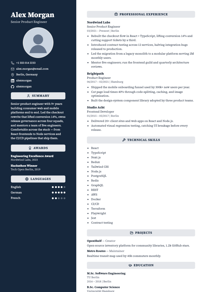 Midnight resume template